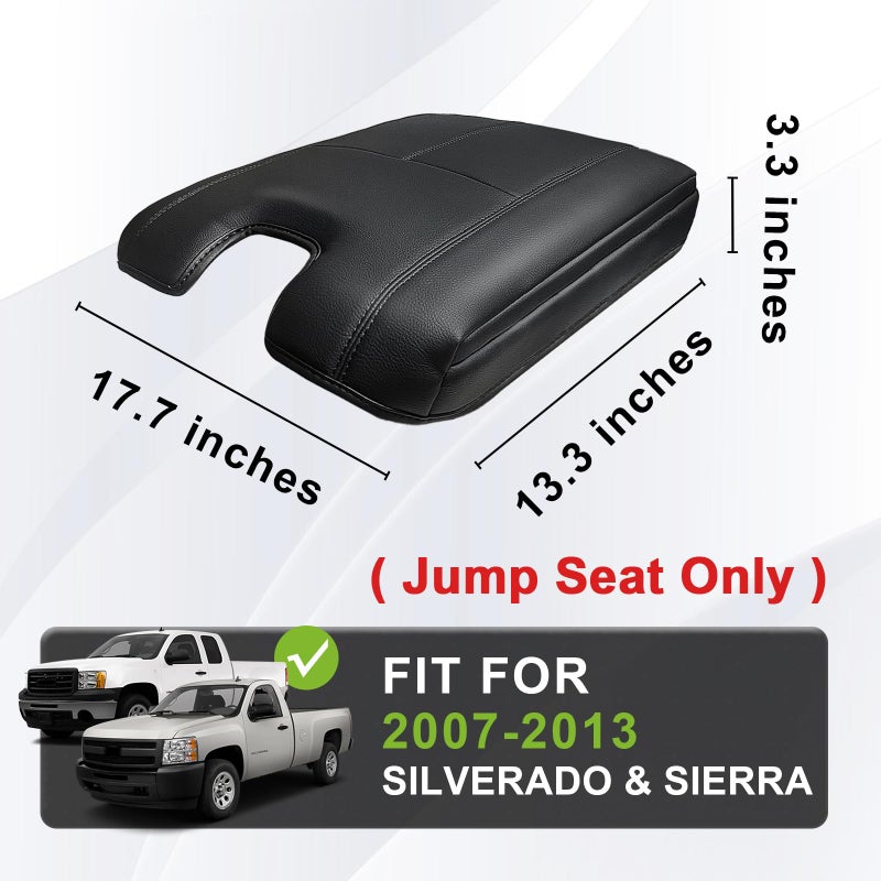 Muslogy Center Console Armrest Cover Compatible with Chevy Silverado/Tahoe & GMC Sierra/Yukon 2007-2013 Comfort Armrest Pad Arm Rest Cushion Vegan Leather Protector 1-Inch Extra Thick(Jump Seat ONLY) - Image 3
